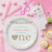 Teller der ersten Geburtstagsfeier Girl Pink Mint  (Party)