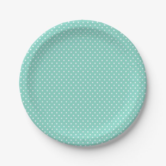 Teller der klassischen Aqua- und Weißpolka-Dot (Vorderseite)