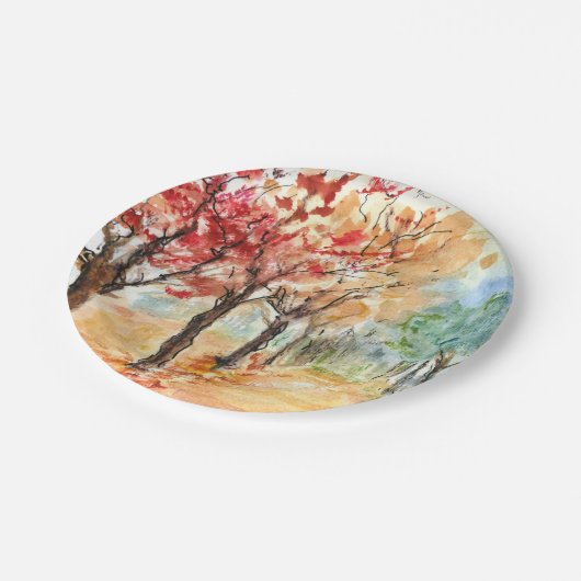 Teller des Herbststraßenpapiers (Schrägansicht)