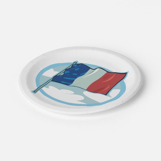 Teller des roten Weißbuchs mit französischer Flagg (Schrägansicht)