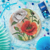 Teller des roten Weißmohnpapiers Blume (Party)