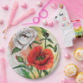 Teller des roten Weißmohnpapiers Blume (Party)