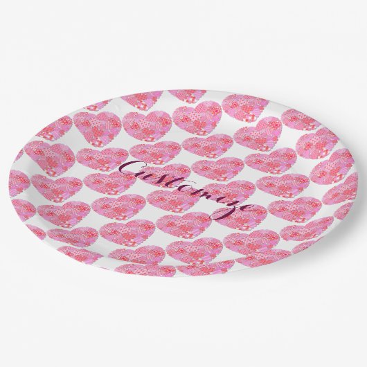 Teller des Whitepaper Patchwork Hearts (Schrägansicht)