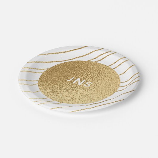 Teller, die elegantes Gold und Schwarz hochzimmern Pappteller (Schrägansicht)