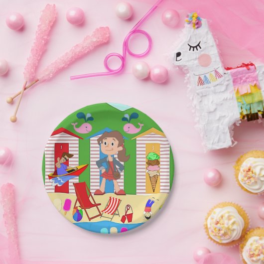 Teller, Eiscreme Beach Spaß Pappteller (Party)