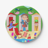 Teller, Eiscreme Beach Spaß Pappteller (Vorderseite)