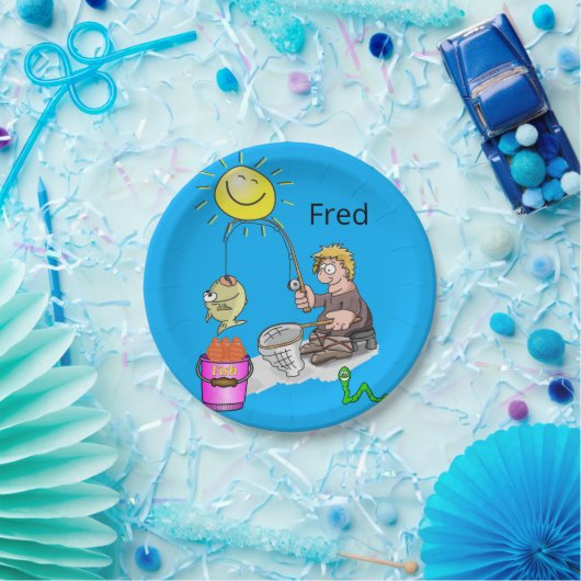 Teller, Fischer Fisch Sun Blue Pappteller (Party)