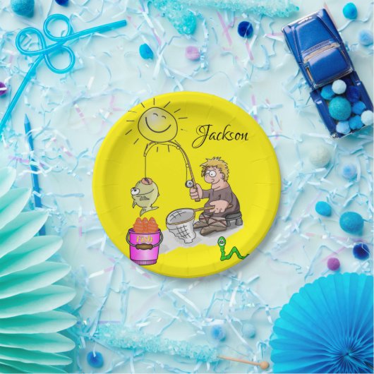 Teller, Fisherman Sun Fish Gelb Pappteller (Party)