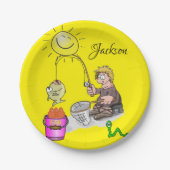 Teller, Fisherman Sun Fish Gelb Pappteller (Vorderseite)