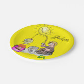 Teller, Fisherman Sun Fish Gelb Pappteller (Schrägansicht)
