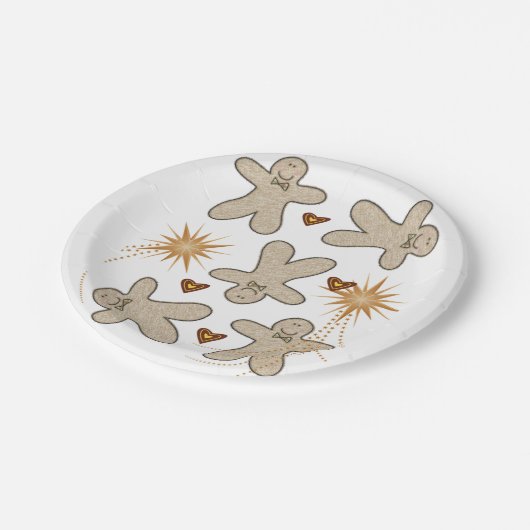 Teller, Frohe Weihnachts-Lebkuchen-Mann Pappteller (Schrägansicht)
