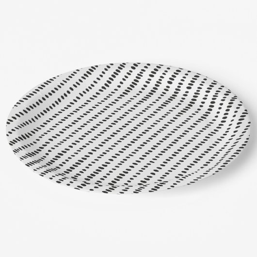 Teller für Abstrakte Papiermuster von Funky, Black (Schrägansicht)