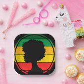 Teller für afrikanische Frauen | Rot Gelb und Grün (Party)