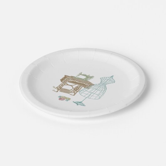 Teller für antikes Dressmaker-Kit (Schrägansicht)