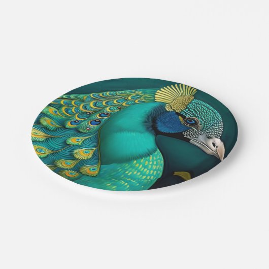 Teller für aquamarines Pfaupapier (Schrägansicht)