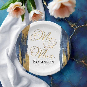 Teller für Aquarellpapier   Blue Wedding Abstrakt