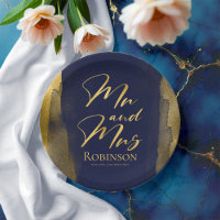 Teller für Aquarellpapier | Blue Wedding Abstrakt