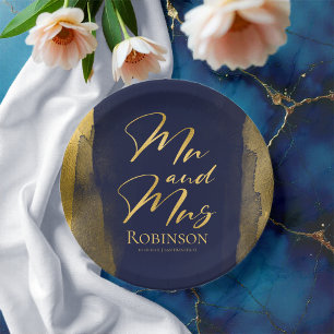 Teller für Aquarellpapier   Blue Wedding Abstrakt