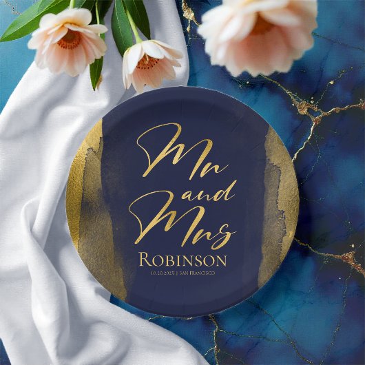 Teller für Aquarellpapier | Blue Wedding Abstrakt