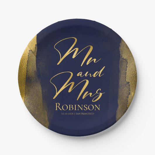 Teller für Aquarellpapier | Blue Wedding Abstrakt (Vorderseite)