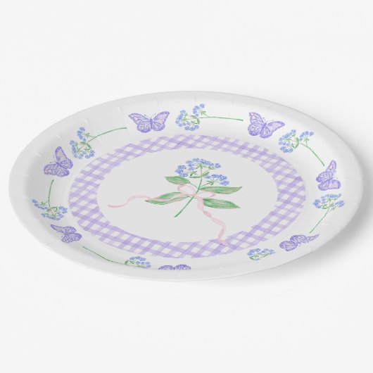 Teller für Aquarellpapier und Lila Gingham (Schrägansicht)