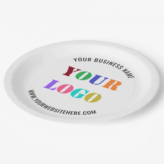 Teller für benutzerdefinierte Logos und Textvorlag (Schrägansicht)