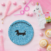 Teller für Blue Glitzer Dackel (Party)