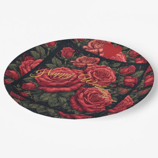 Teller für Blumenzettel "Happy Wedding" (Schrägansicht)