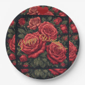 Teller für Blumenzettel "Happy Wedding" (Vorderseite)