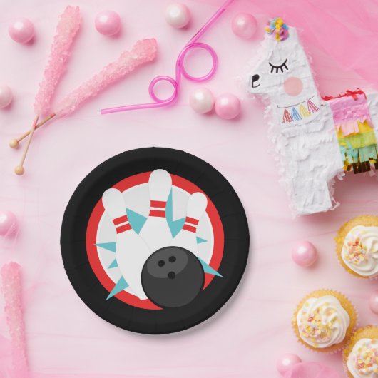 Teller für Button- von Black Bowling (Party)