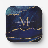 Teller für das Blue Gold Individuelle Name Letter  (Vorderseite)