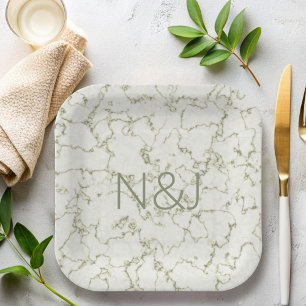 Teller für das elegante Papier aus grünem Marmor