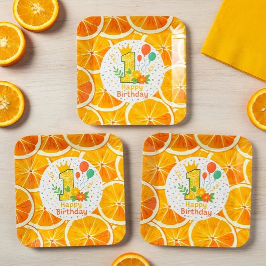 Teller für das erste Geburtstagspapier von Citrus