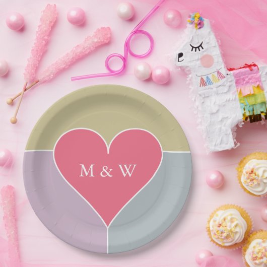 Teller für das Herz-Muster in Monogramm (Party)