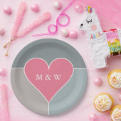 Teller für das Herz-Muster in Monogramm (Party)