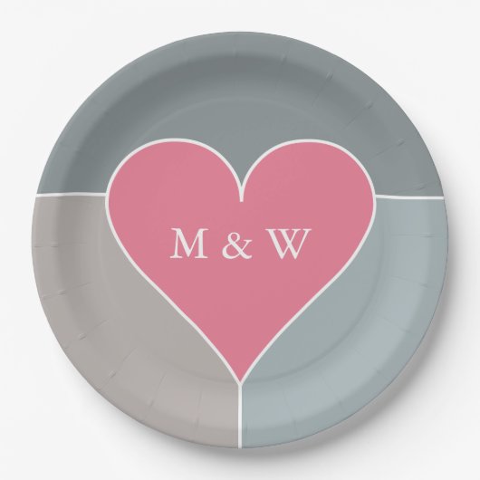 Teller für das Herz-Muster in Monogramm (Vorderseite)