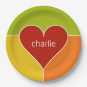 Teller für das Herz-Muster in Monogramm (Vorderseite)