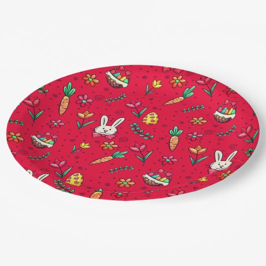 Teller für das Muster des roten Ostermusters (Schrägansicht)