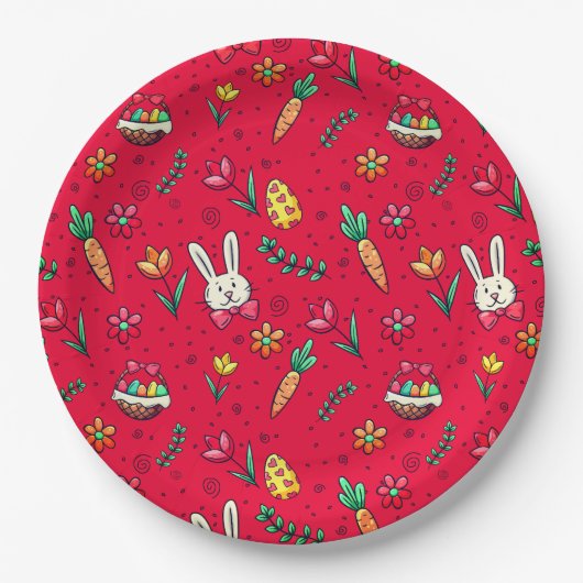 Teller für das Muster des roten Ostermusters (Vorderseite)