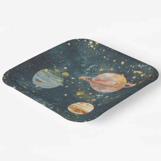 Teller für das Party im Weltraum (Gewinkelt)