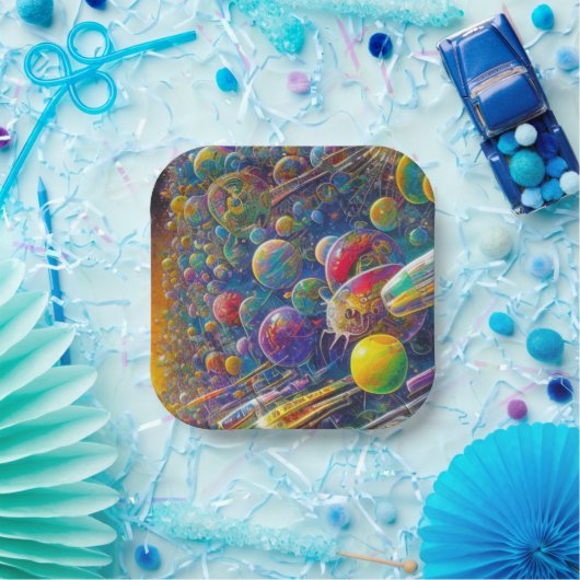 Teller für das Quadrat der Weltraummarke (Party)