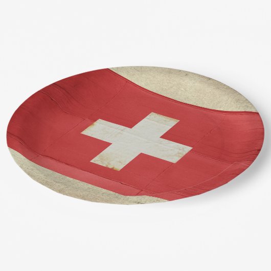 Teller für das Schweizer Flaggenpapier (Schrägansicht)
