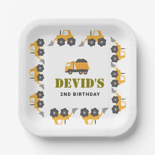 Teller für den Bau von Lkw-Birthday-Papier (Vorderseite)
