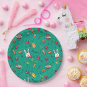 Teller für dunkle Cyan-Ostermuster (Party)