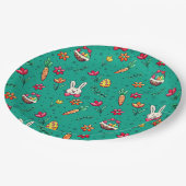 Teller für dunkle Cyan-Ostermuster (Schrägansicht)