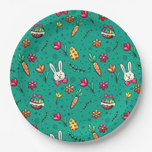 Teller für dunkle Cyan-Ostermuster (Vorderseite)