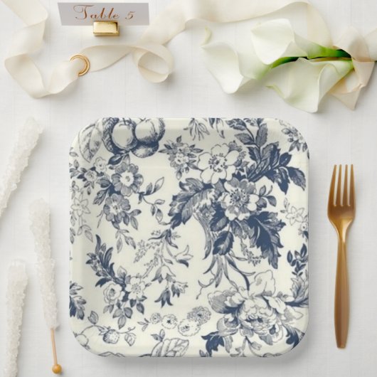 Teller für französische Navy-Toile-Papier (Hochzeit)