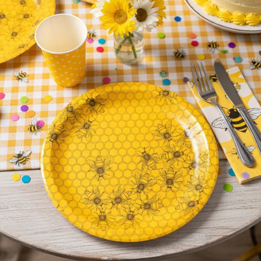 Teller für Gelbe Honigbienen und Honeycomb