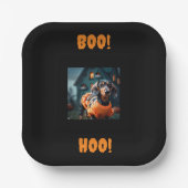 Teller für Halloween-Partys mit schwarzer Dackel (Vorderseite)