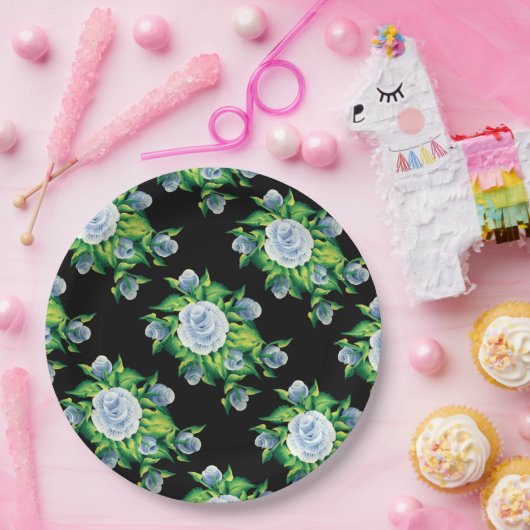 Teller für handgestrichene blaue Rose (Party)